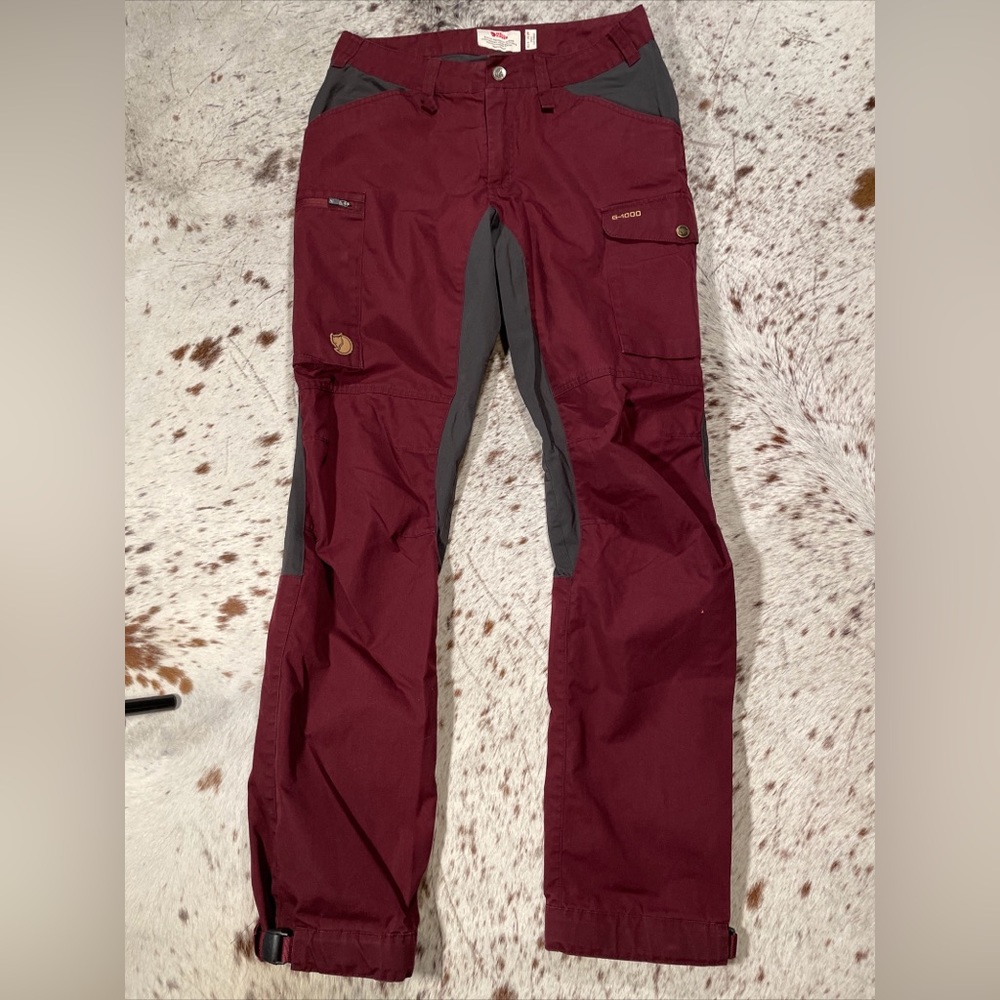 Fjallraven Women's Burgundy and Gray Track Pants